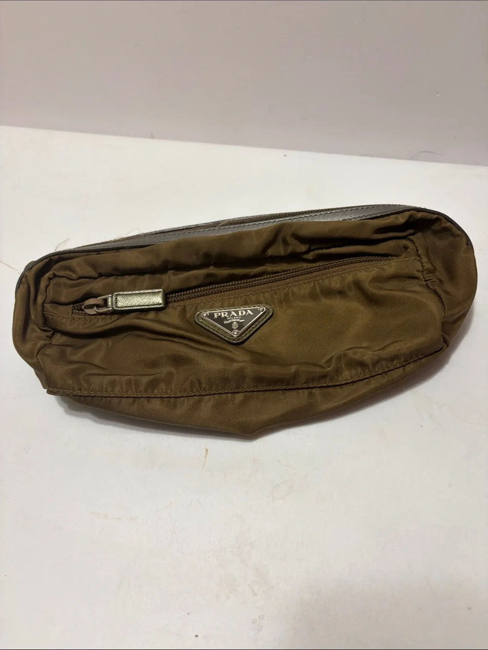 Prada Brown Nylon Belt Bag with Triangle Logo